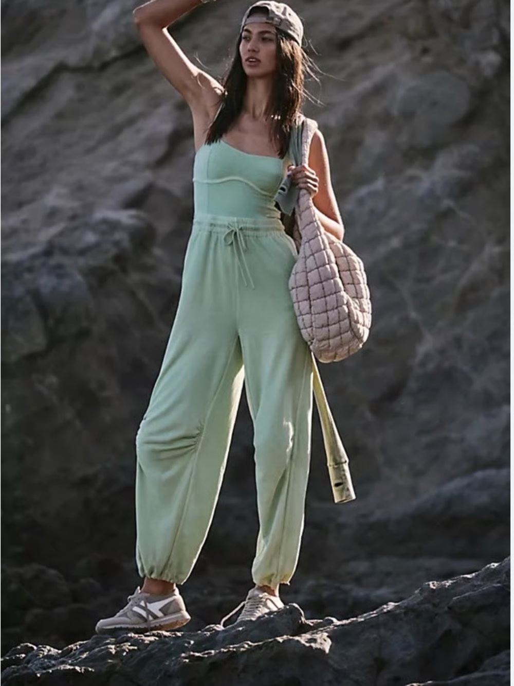 NWT Free People Movement Inbound Onesie Pistachio Mint Jogger Jumpsuit S